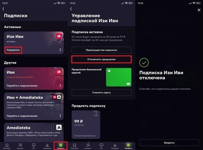 Как можно отменить подписку на Иви, если у вас есть мобильный телефон? В этом случае вам также придется пройти некий квест внутри приложения. Кроме того, также имеется возможность приложить фотографию.