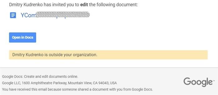 Примером уведомлений, получаемых от сервиса Google Docs, является инструмент Stripo.