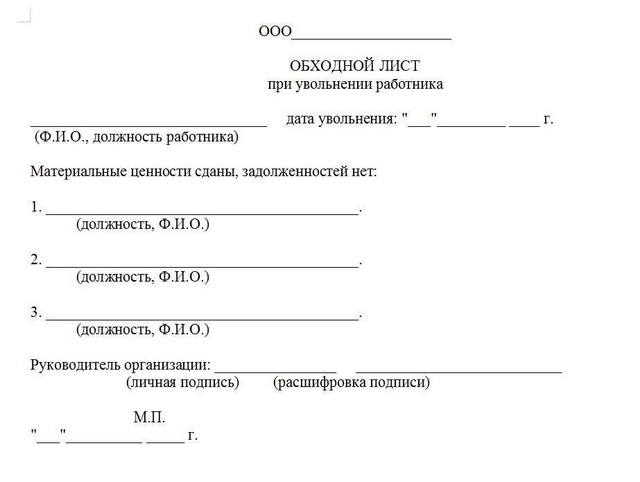 Как обеспечить заполнение контрольного списка увольняющихся и передачу обязанностей