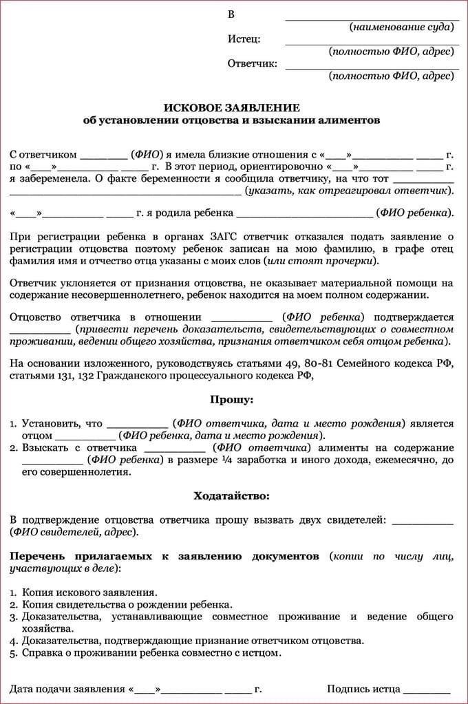 Основные документы, необходимые для подачи иска об установлении отцовства в суд